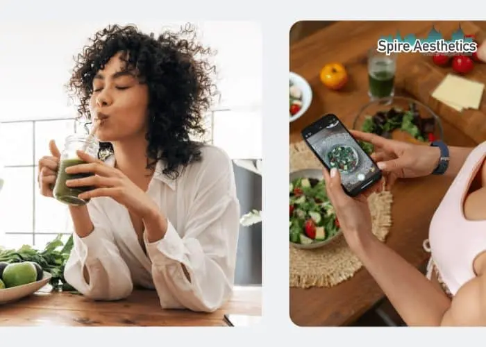 Image of woman looking into her diet and fat freezing Scottish to improve her health